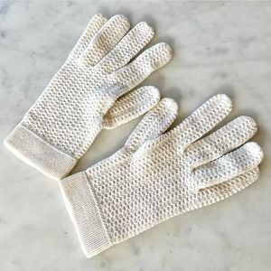 Vintage Mid Century Off White Knit Cotton Dress Gloves